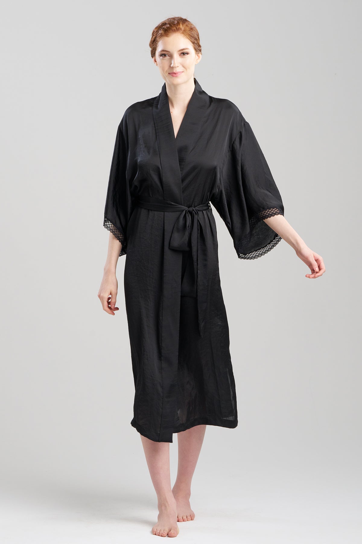 Buy Ashley Icon Lace Robe in Black Online Black Natori