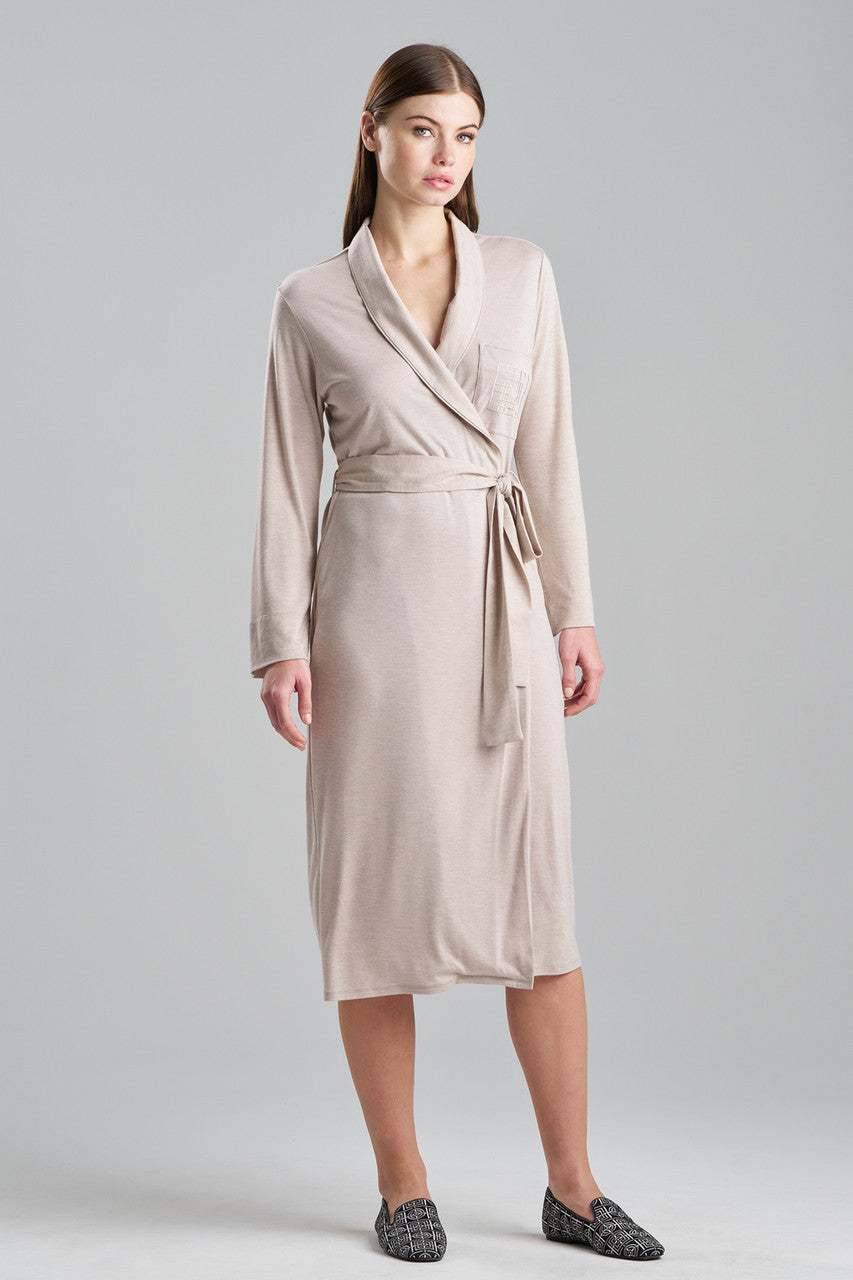 Buy Shangri-La Embroidered Robe in Heather Cashmere Online Heather Cashmere Natori