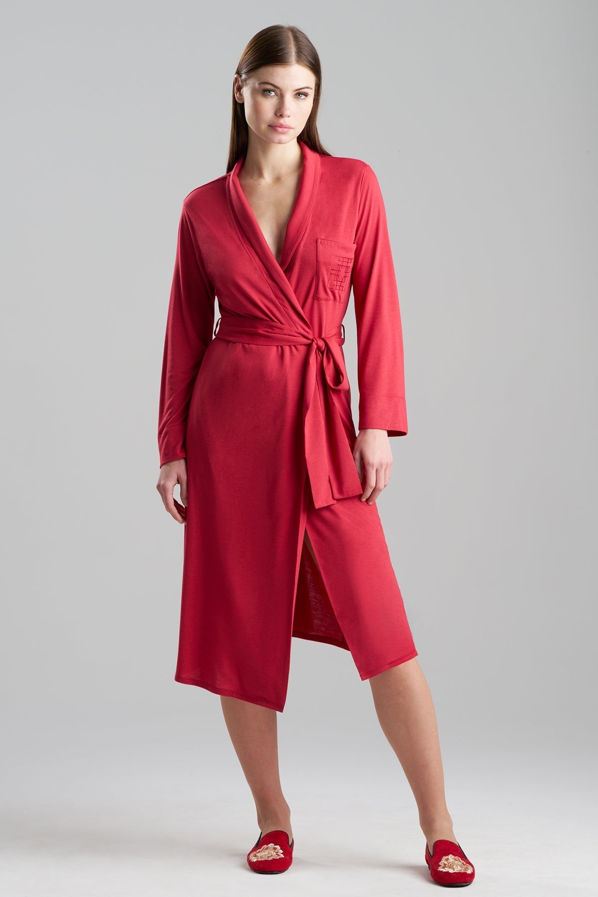 Buy Shangri-La Embroidered Robe in Crimson Red Online Crimson Red Natori