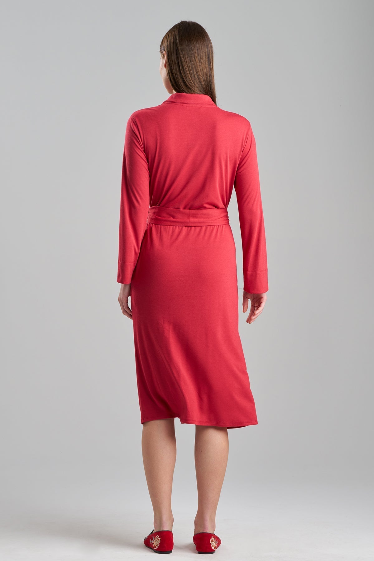 Buy Shangri-La Embroidered Robe in Crimson Red Online Crimson Red Natori