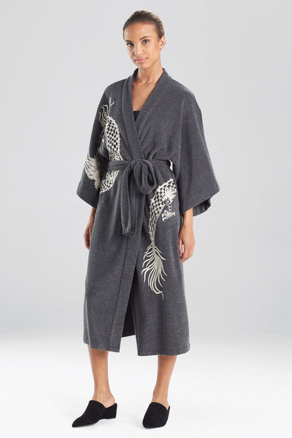 Buy Kham Dragon Embroidered Robe in Black Online Black Natori