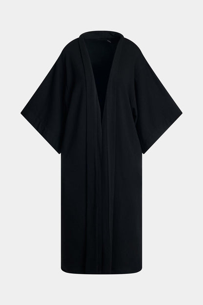 Cocoon Brushed French Terry Dragon Embroidered Robe Black Natori
