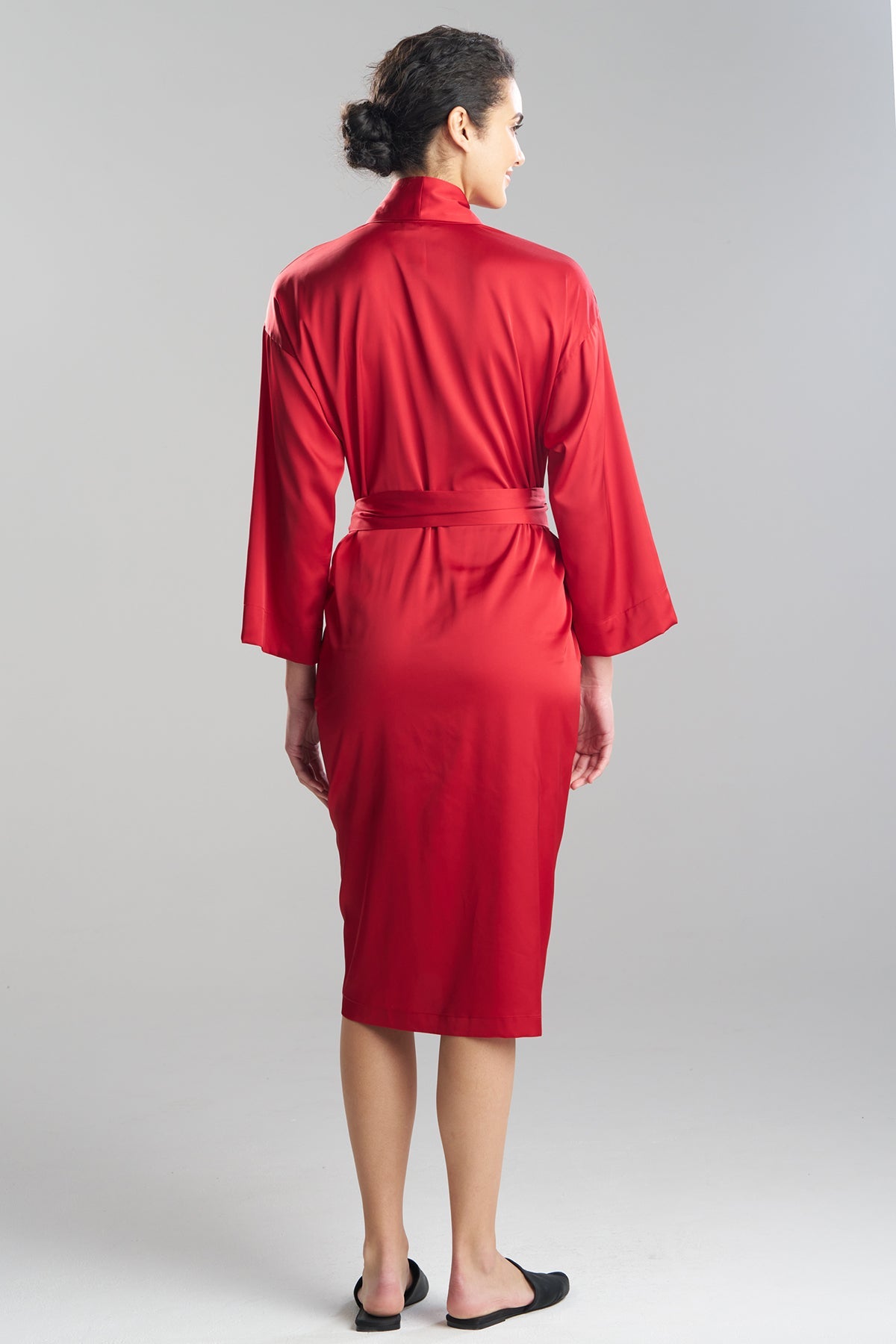 Satin Essentials Embroidered Robe Brocade Red Natori