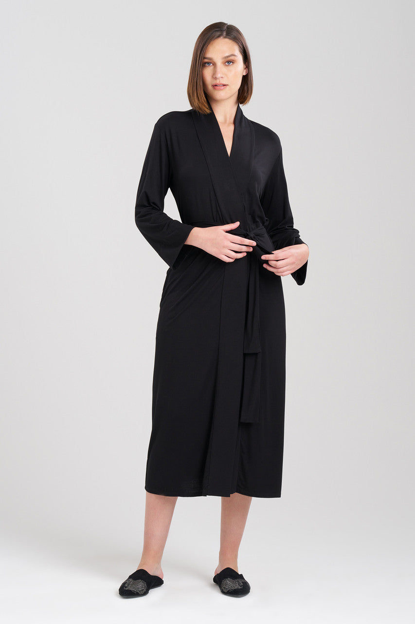 Buy Feathers Essentials Lenzing™ Ecovero™ Viscose Robe in Black Online Black Natori