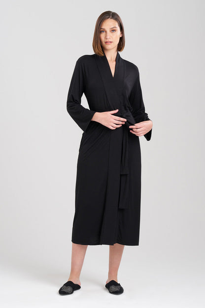 Buy Feathers Essentials Lenzing™ Ecovero™ Viscose Robe in Black Online Black Natori