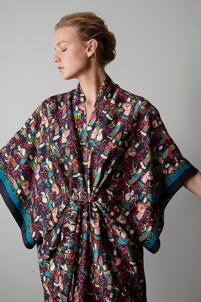 Buy Tea Garden Robe in Black Multi Online Black Multi Natori