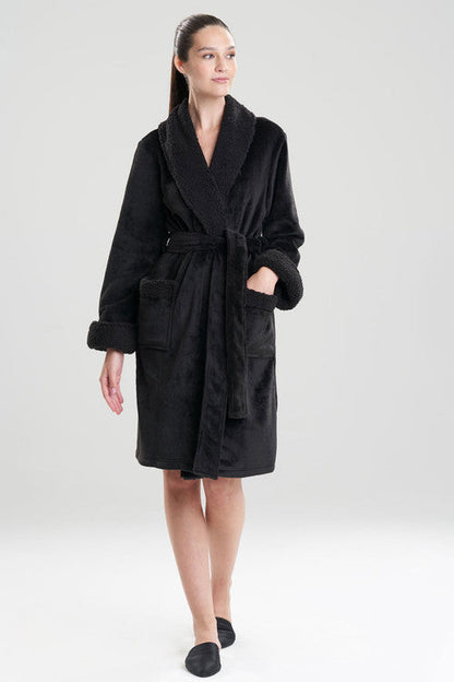 Buy Plush Sherpa Cozy Robe in Black Online Black Natori