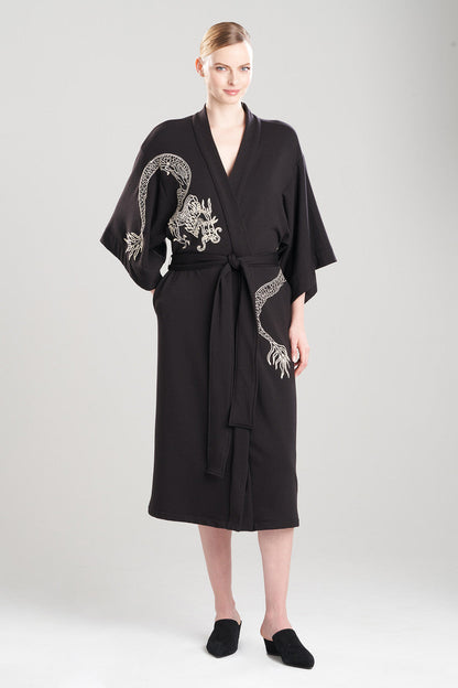 Buy Cocoon Embroidered Robe in Black Online Black Natori
