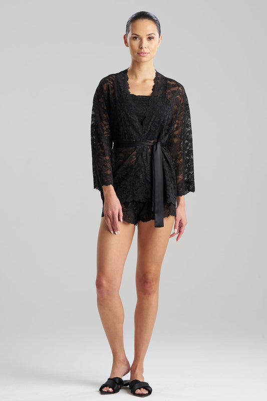 Peony Allover Lace Wrap Black Natori