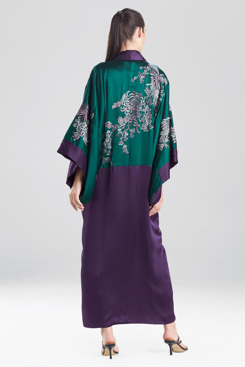 Buy Chinoiserie Embroidery Silk Robe in Juniper Online Juniper Natori