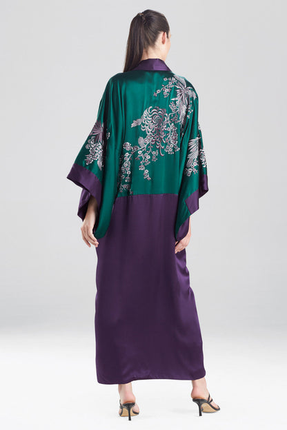 Buy Chinoiserie Embroidery Silk Robe in Juniper Online Juniper Natori