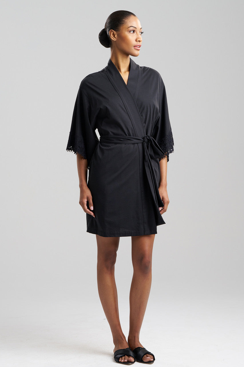 Buy Bliss Harmony Lace Applique Wrap in Black Online Black Natori