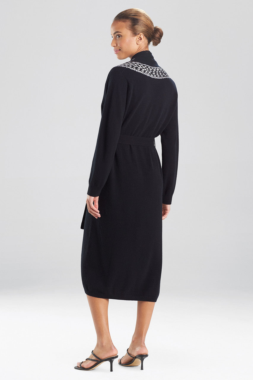 Buy Cashmere Embroidered Dragon Robe in Black Online Black Natori