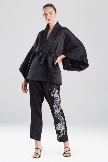 Buy Chinoiserie Embroidery Silk Wrap in Black Online Black Natori