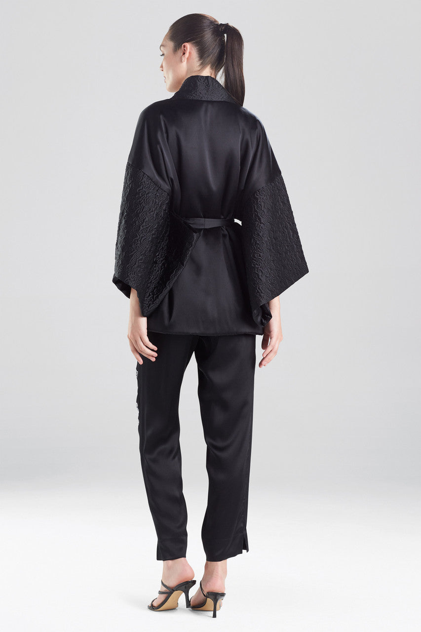 Buy Chinoiserie Embroidery Silk Wrap in Black Online Black Natori
