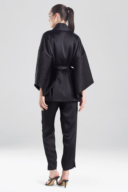 Buy Chinoiserie Embroidery Silk Wrap in Black Online Black Natori