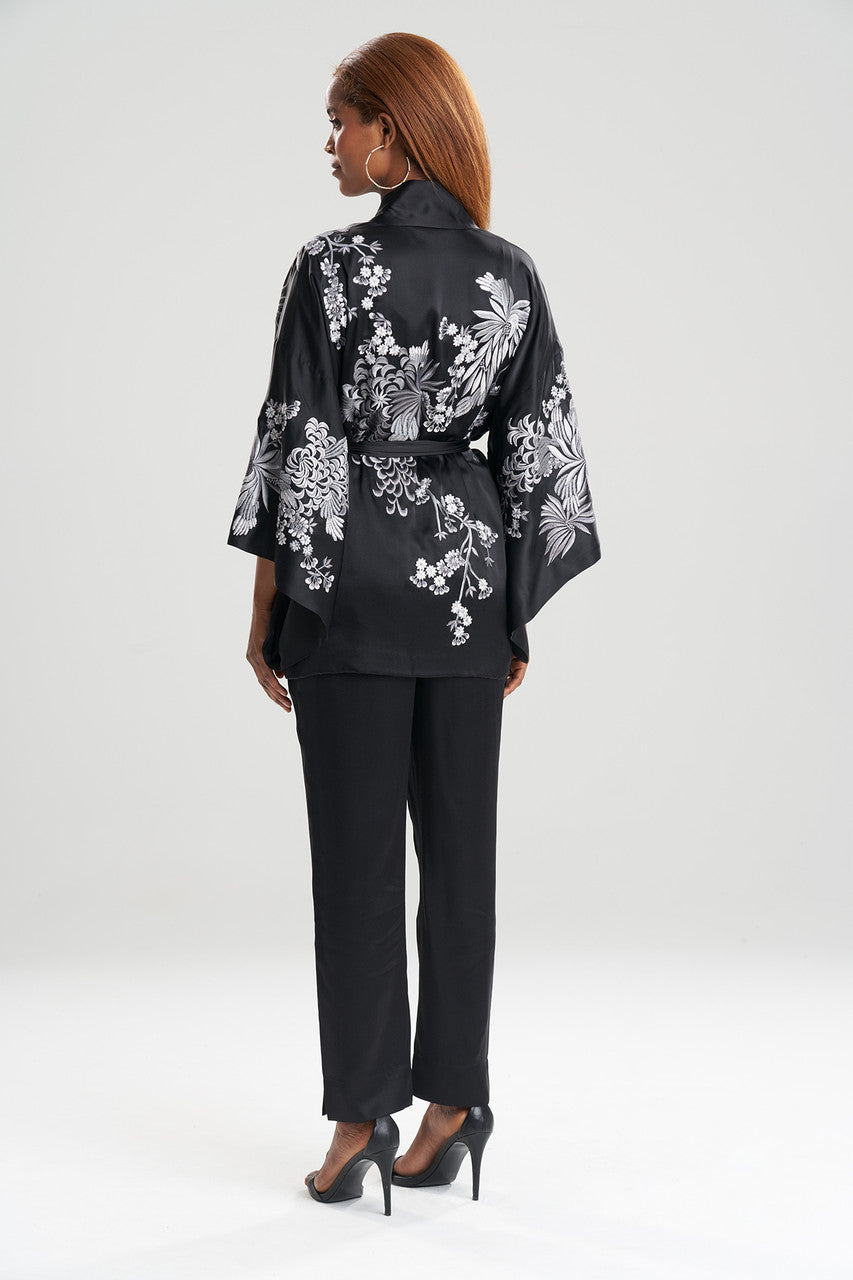 Buy Dragon Embroidery Silk Wrap in Black Online Black Natori