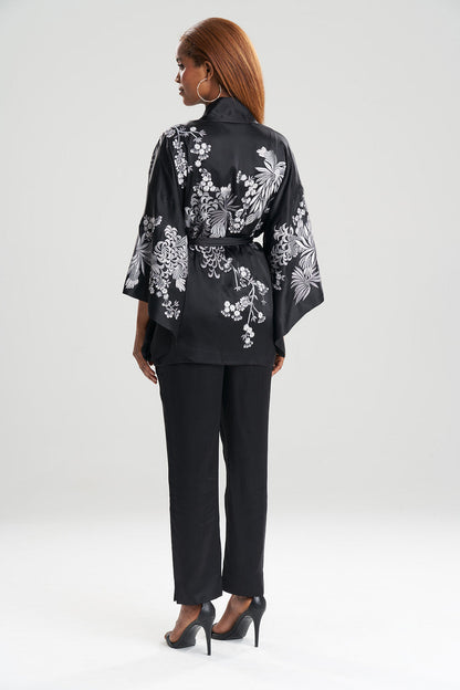 Buy Dragon Embroidery Silk Wrap in Black Online Black Natori