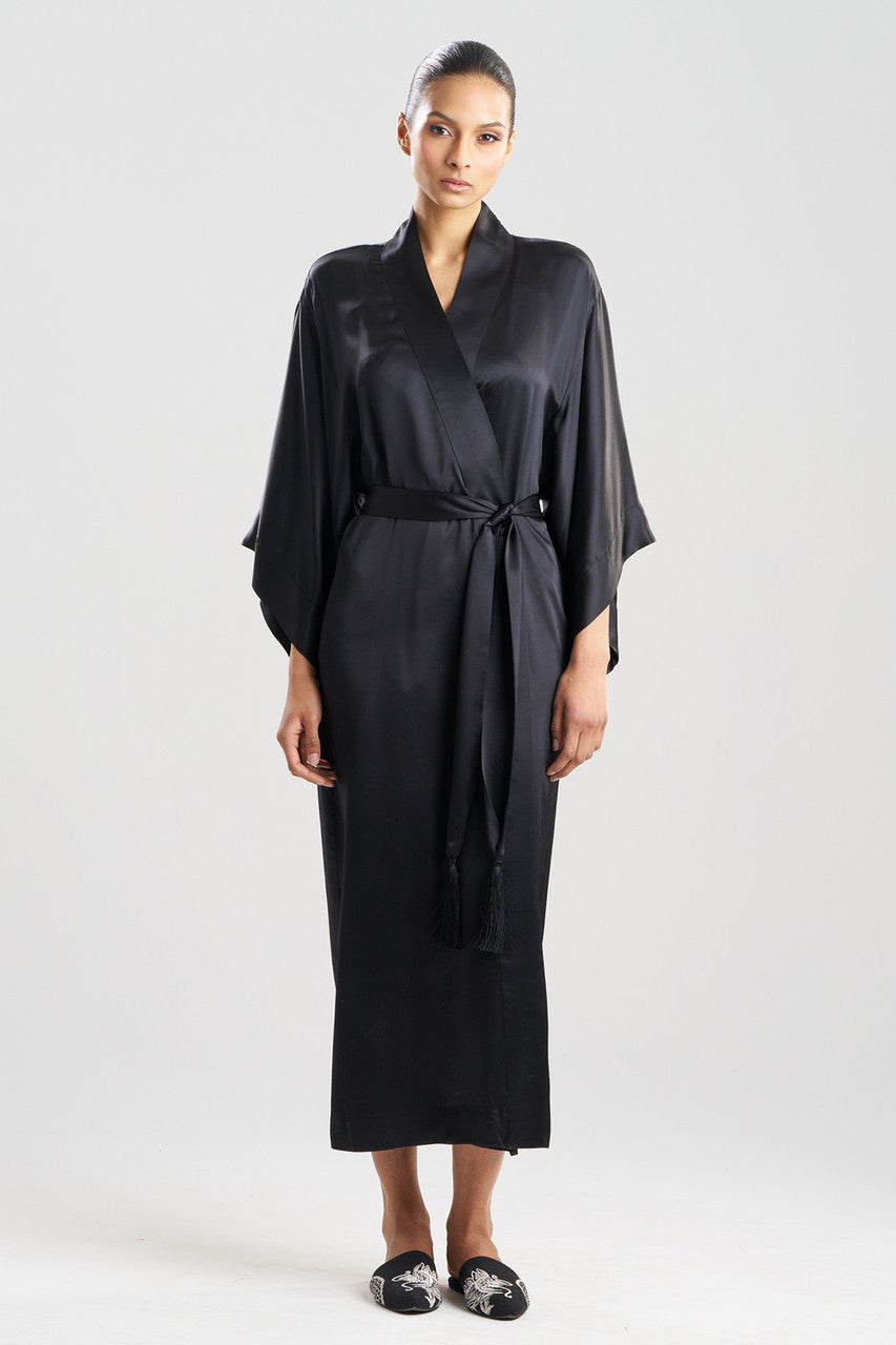 Buy Key Essentials Silk Robe in Black Online Black Natori
