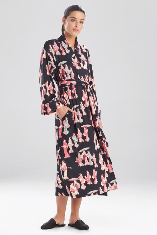 Buy Geisha Cozy Knit Robe in Black Multi Online Black Multi Natori