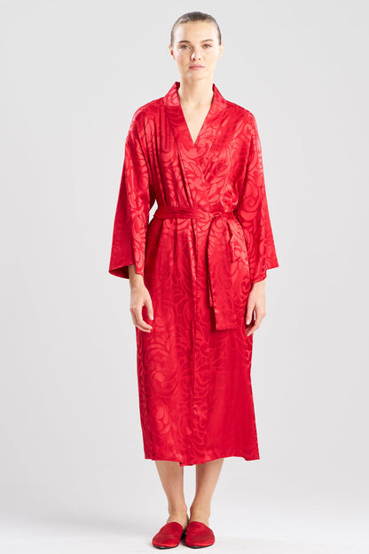Scroll Satin Jacquard Robe Brocade Red Natori