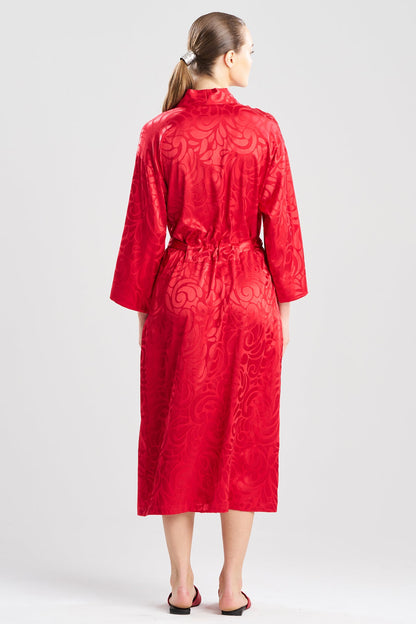 Scroll Satin Jacquard Robe Brocade Red Natori