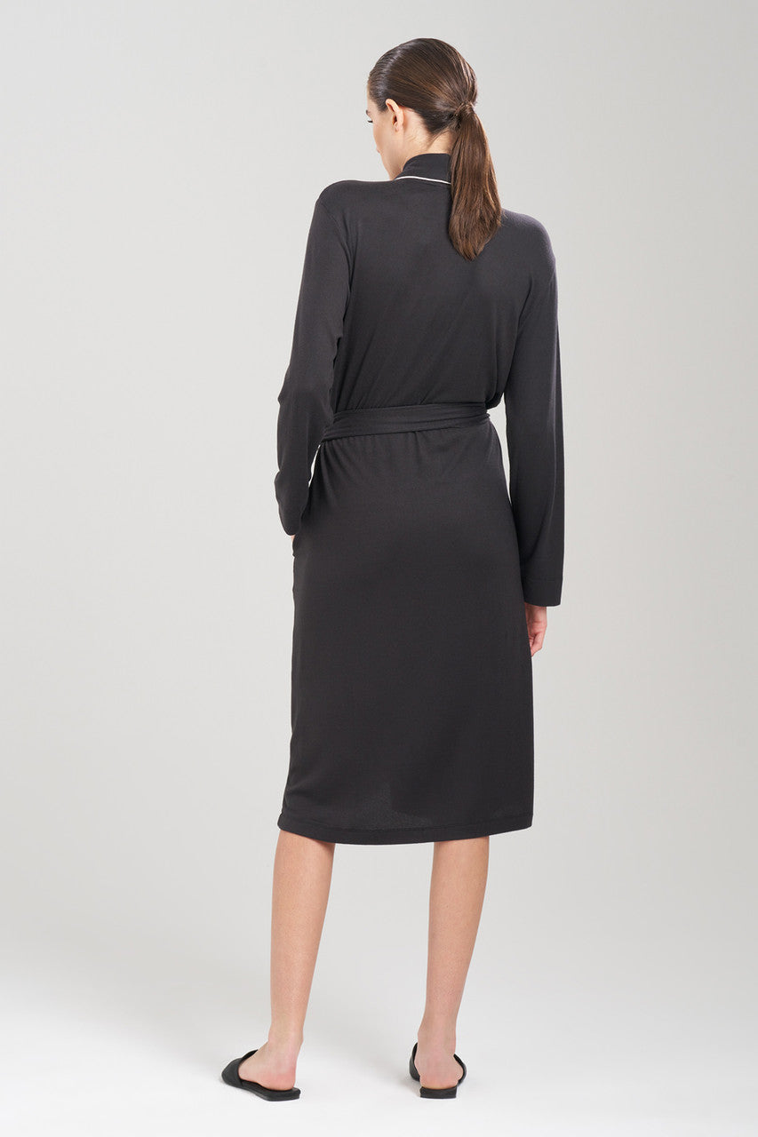 Buy Oasis Piped Collar Robe in Black Online Black Natori