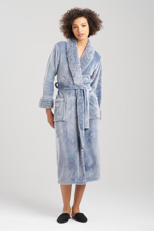 Buy Plush Lynx Robe in Blue Granite Online Blue Granite Natori