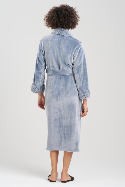 Buy Plush Lynx Robe in Blue Granite Online Blue Granite Natori