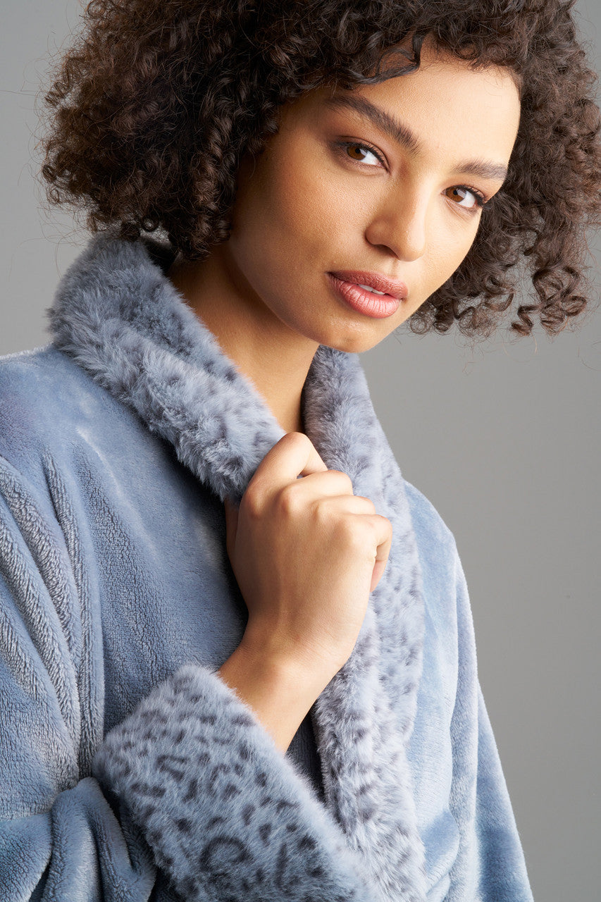 Buy Plush Lynx Robe in Blue Granite Online Blue Granite Natori