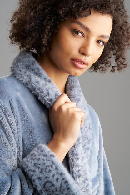 Buy Plush Lynx Robe in Blue Granite Online Blue Granite Natori