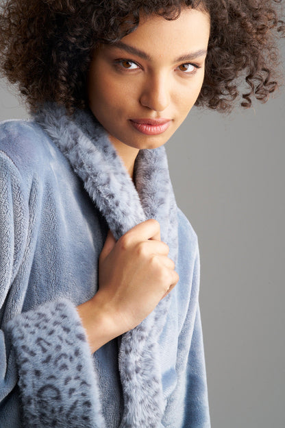 Buy Plush Lynx Robe in Blue Granite Online Blue Granite Natori