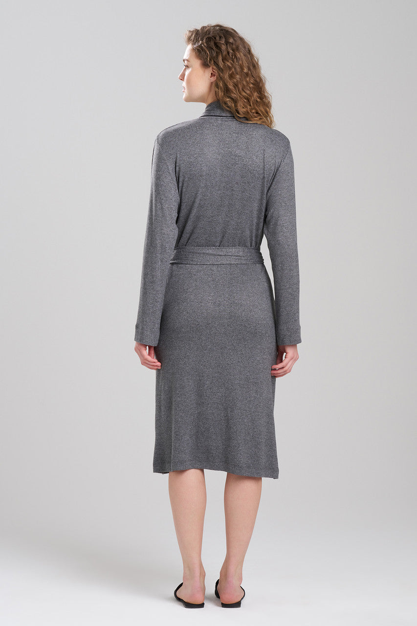Buy Oasis Piped Collar Robe in Charcoal Online Charcoal Natori