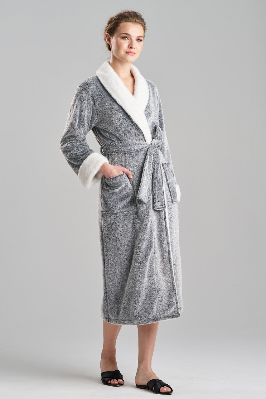 Buy Frosted Cashmere Fleece Robe in Black Online Black Natori