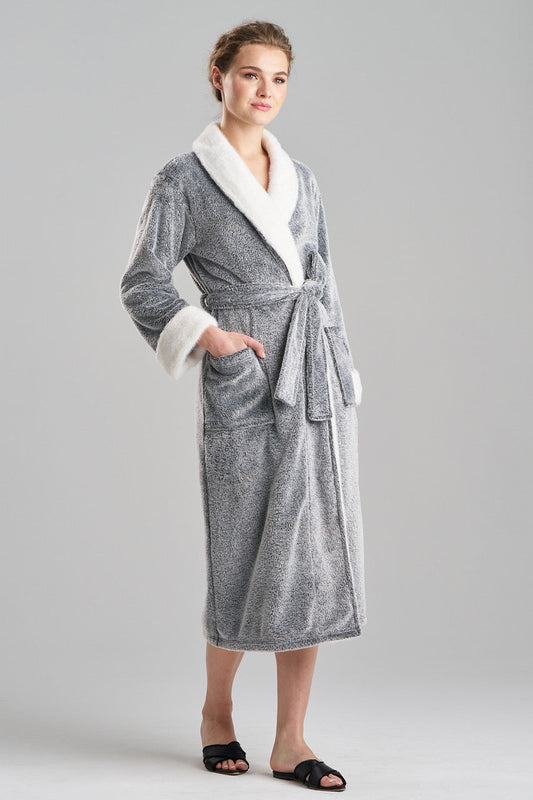 Buy Frosted Cashmere Fleece Robe in Black Online Black Natori