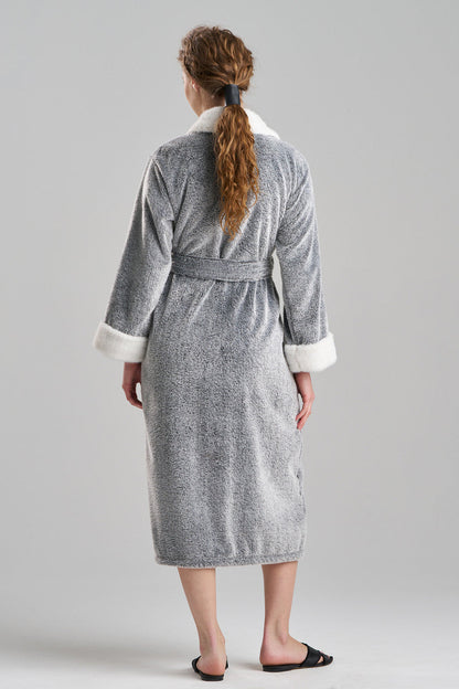 Buy Frosted Cashmere Fleece Robe in Black Online Black Natori