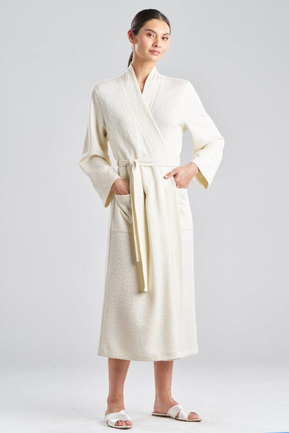 Quilted Geo Knit Jacquard Robe White Opal Natori
