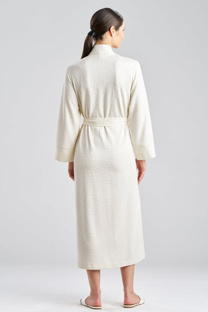 Quilted Geo Knit Jacquard Robe White Opal Natori