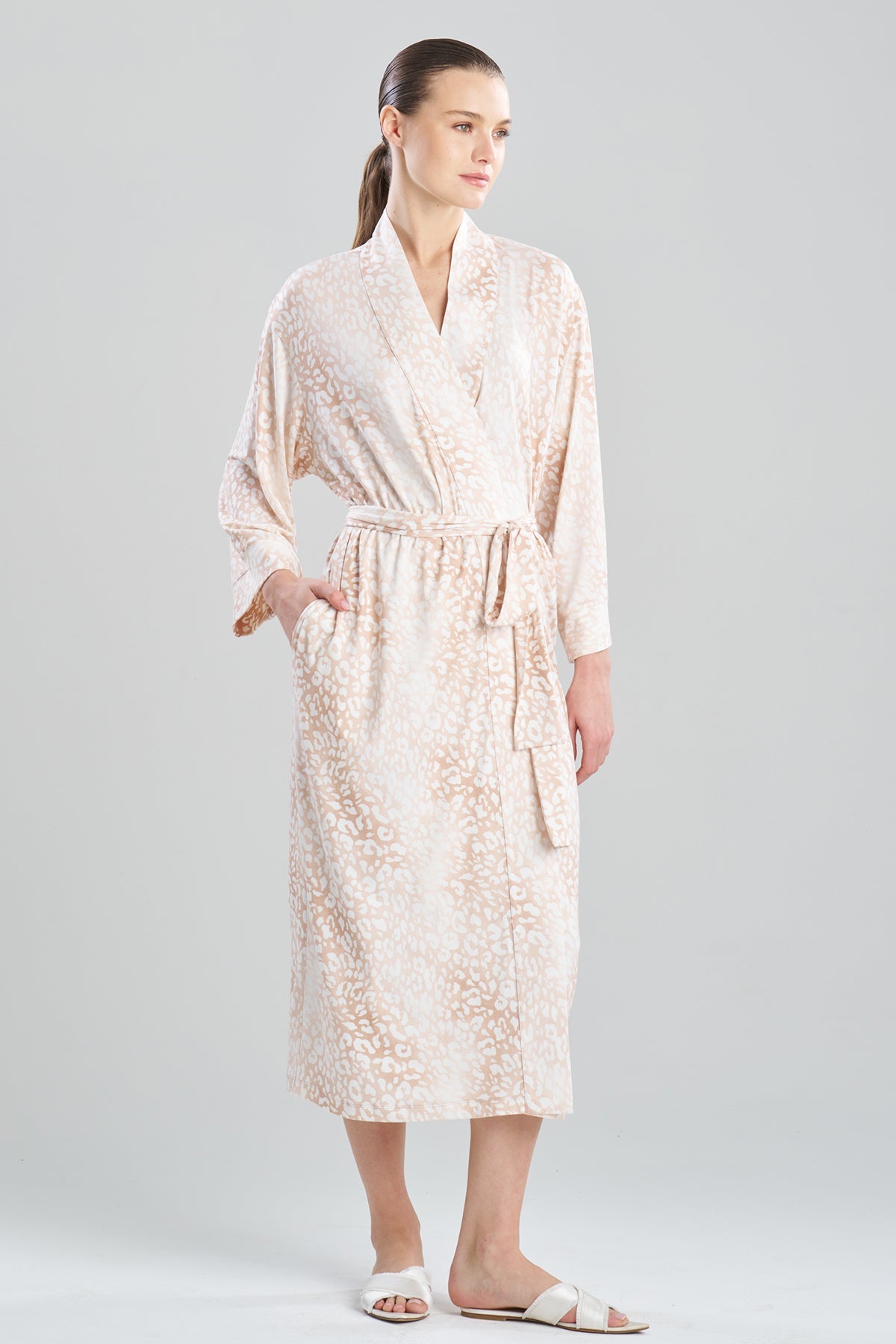 Misty Leopard Cozy Knit Robe Pink Mist Natori