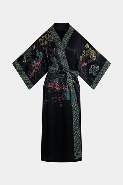 Couture Nara Silk Robe Black Multi Natori