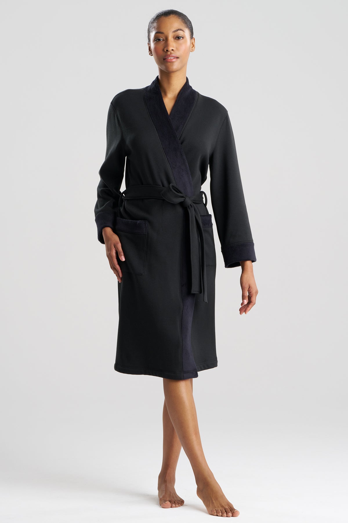 Nova Cozy Brushed Knit Dream Robe Black Natori