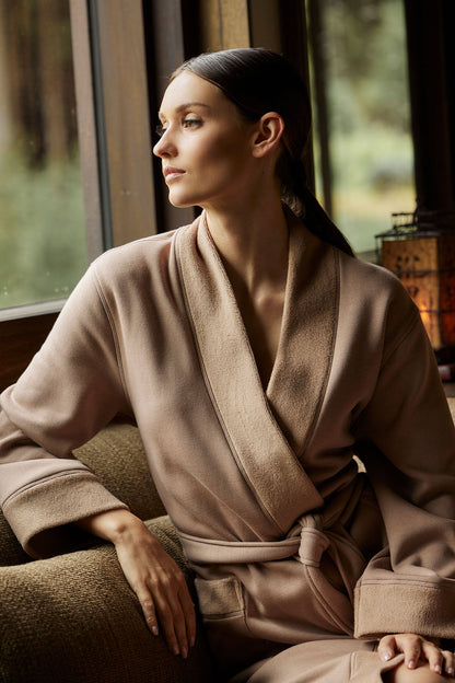 Nova Cozy Brushed Knit Dream Robe Latte Natori