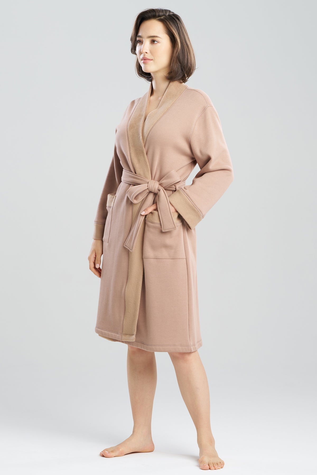 Nova Cozy Brushed Knit Dream Robe Latte Natori
