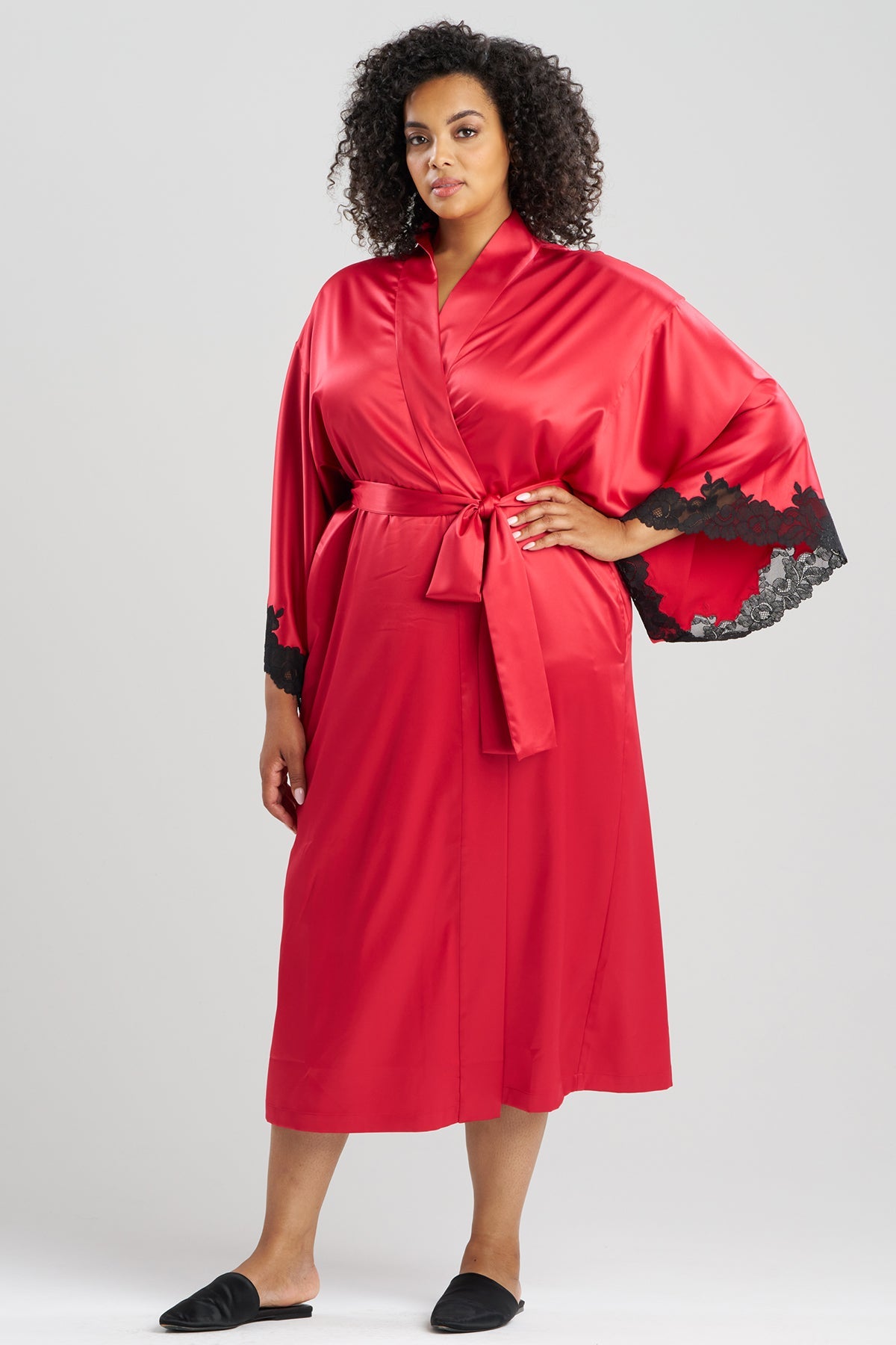 Peony Glamour Robe Brocade Red Natori