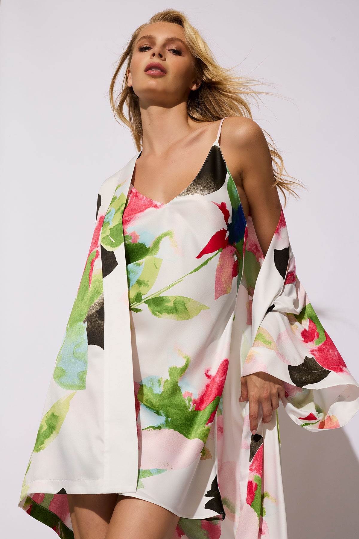 Calypso Printed Charmeuse Wrap Multi Natori