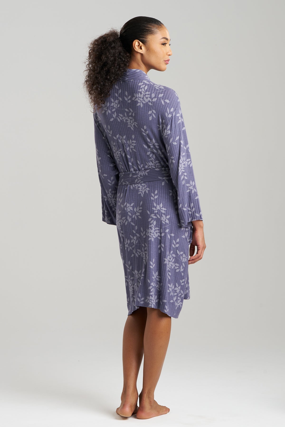 Aria Printed Rib Ease Wrap Twilight Blue Natori