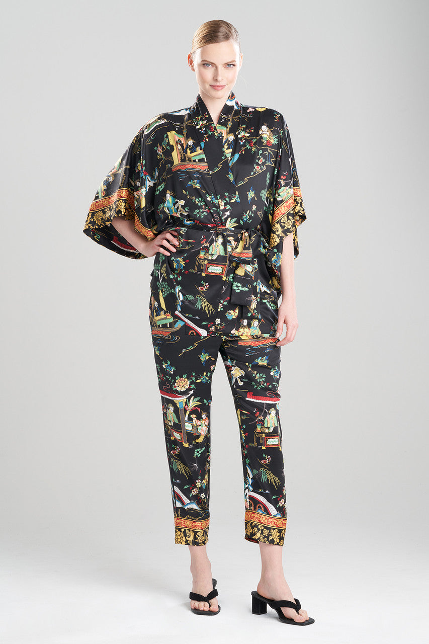 Buy Kana Charm Short Robe in Black Multi Online Black Multi Natori