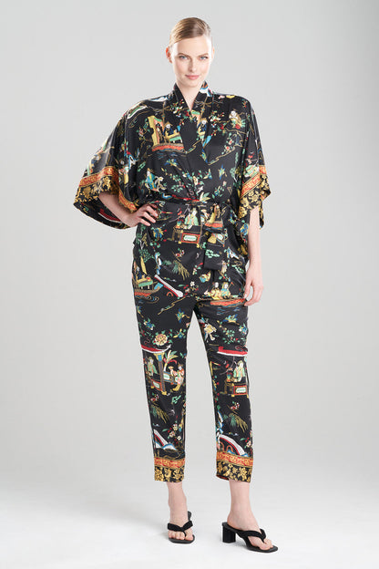 Buy Kana Charm Short Robe in Black Multi Online Black Multi Natori