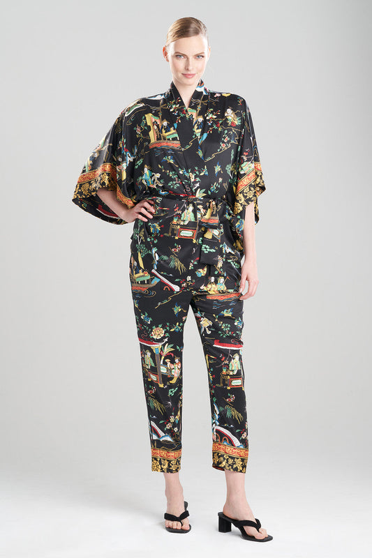 Buy Kana Charm Short Robe in Black Multi Online Black Multi Natori