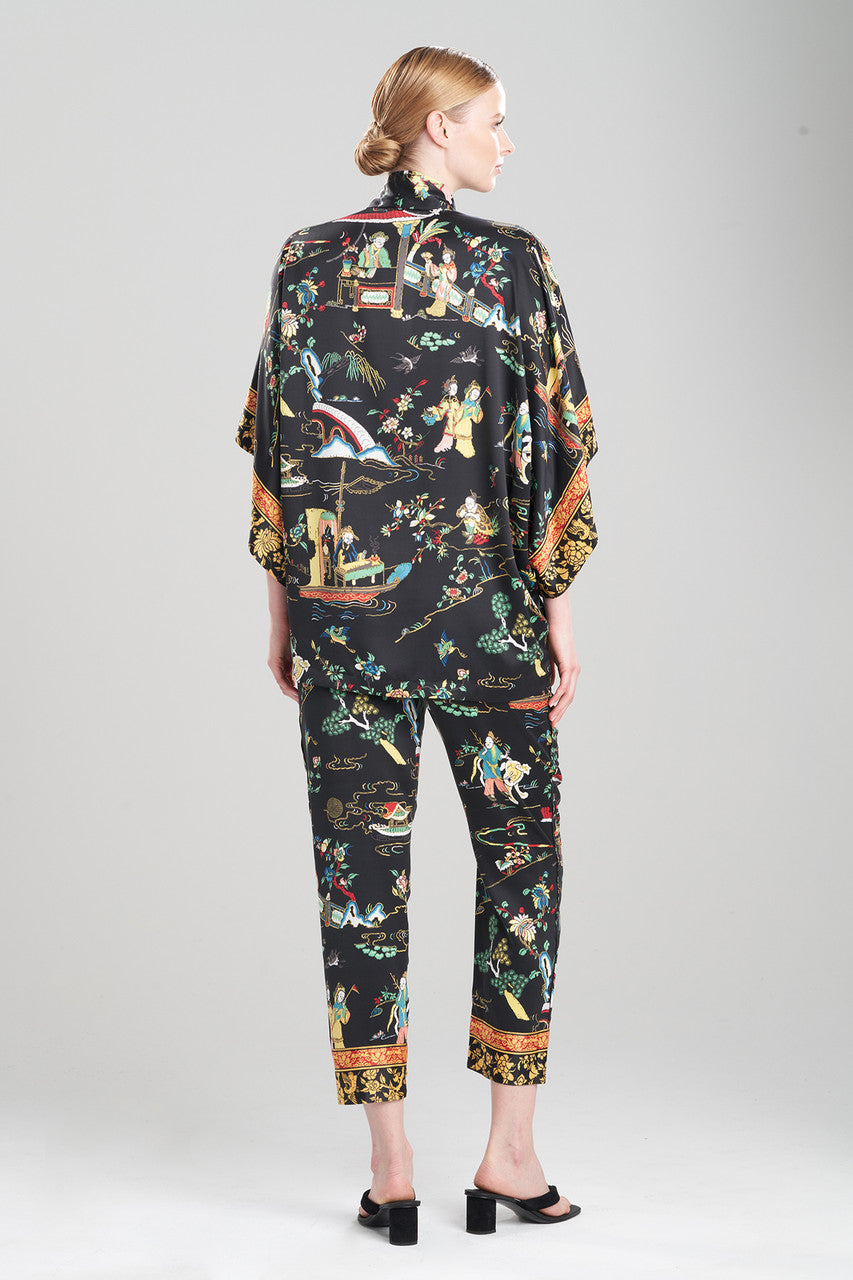 Buy Kana Charm Short Robe in Black Multi Online Black Multi Natori